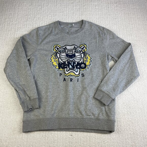 Kenzo Paris Gray Fleece Crew Neck Long Sleeves Pullover Sweatshirt (Read for sz) - Picture 8 of 14